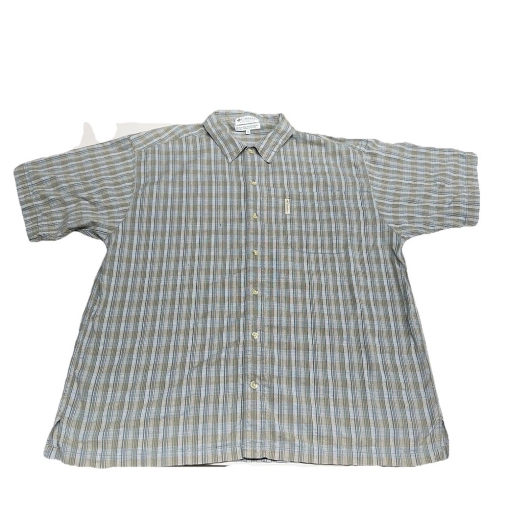 Columbia Mens Short Sleeve Button Up Shirt Casual Hiking Sz XL Cotton-FEW STAINS